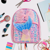Girls Mermaid Backpack with Bow, Cute Pink School Bag for Kids, Glitter Tail Design, Lightweight Travel & Preschool Bag