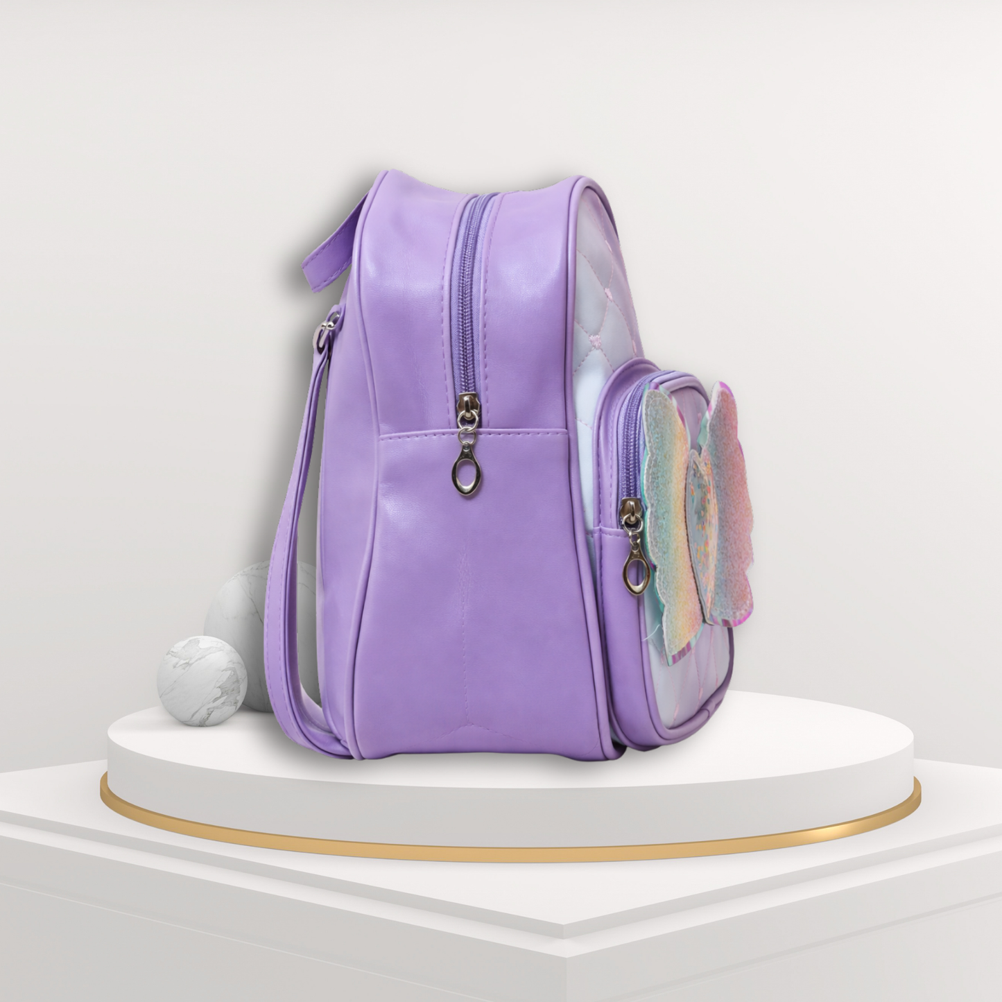 Girls School Backpack with Glitter Wings and Heart Design
