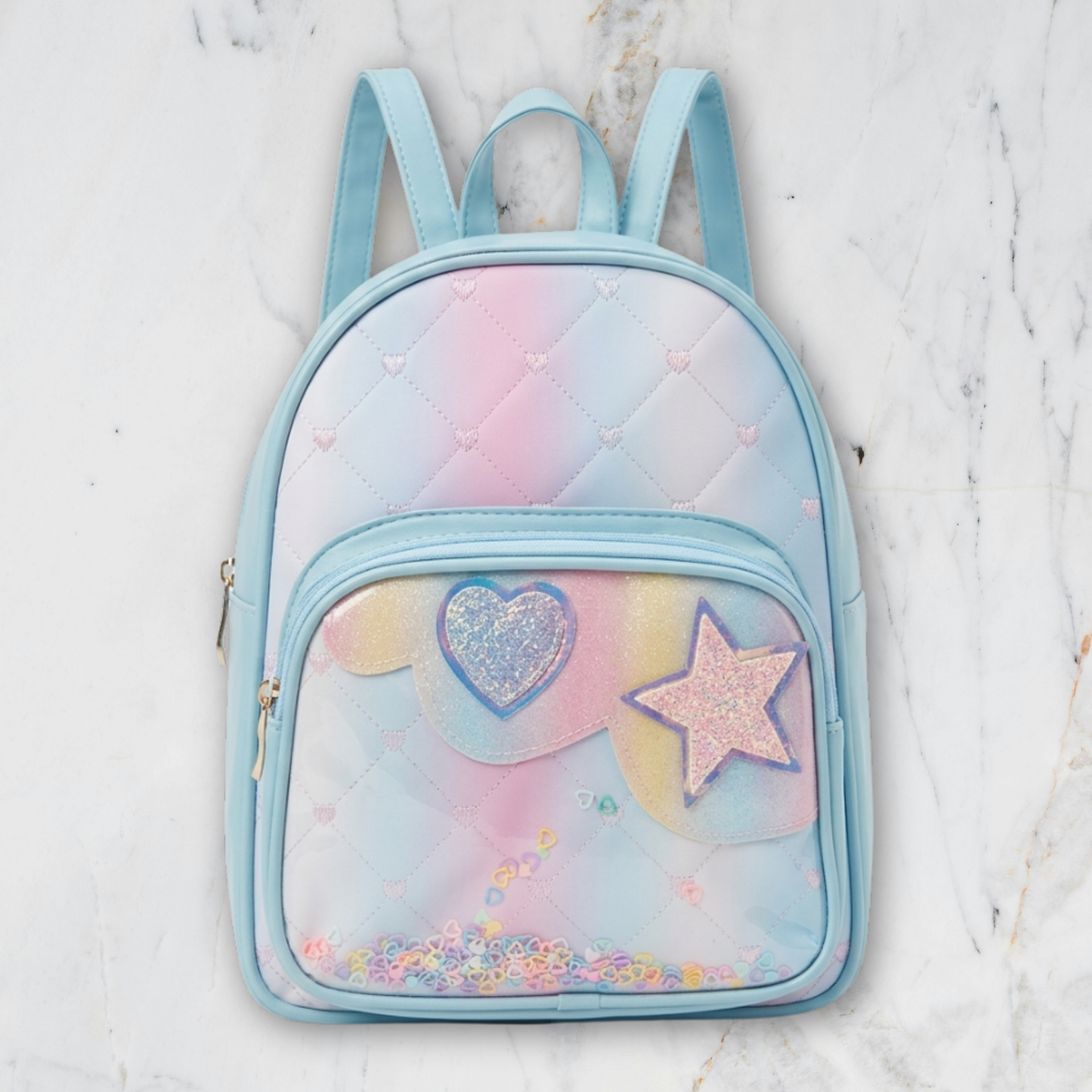 Cute Girls Mini Backpack with Sequin Heart & Star Design | Lightweight School Bag for Kids | Stylish Small Backpack for Girls