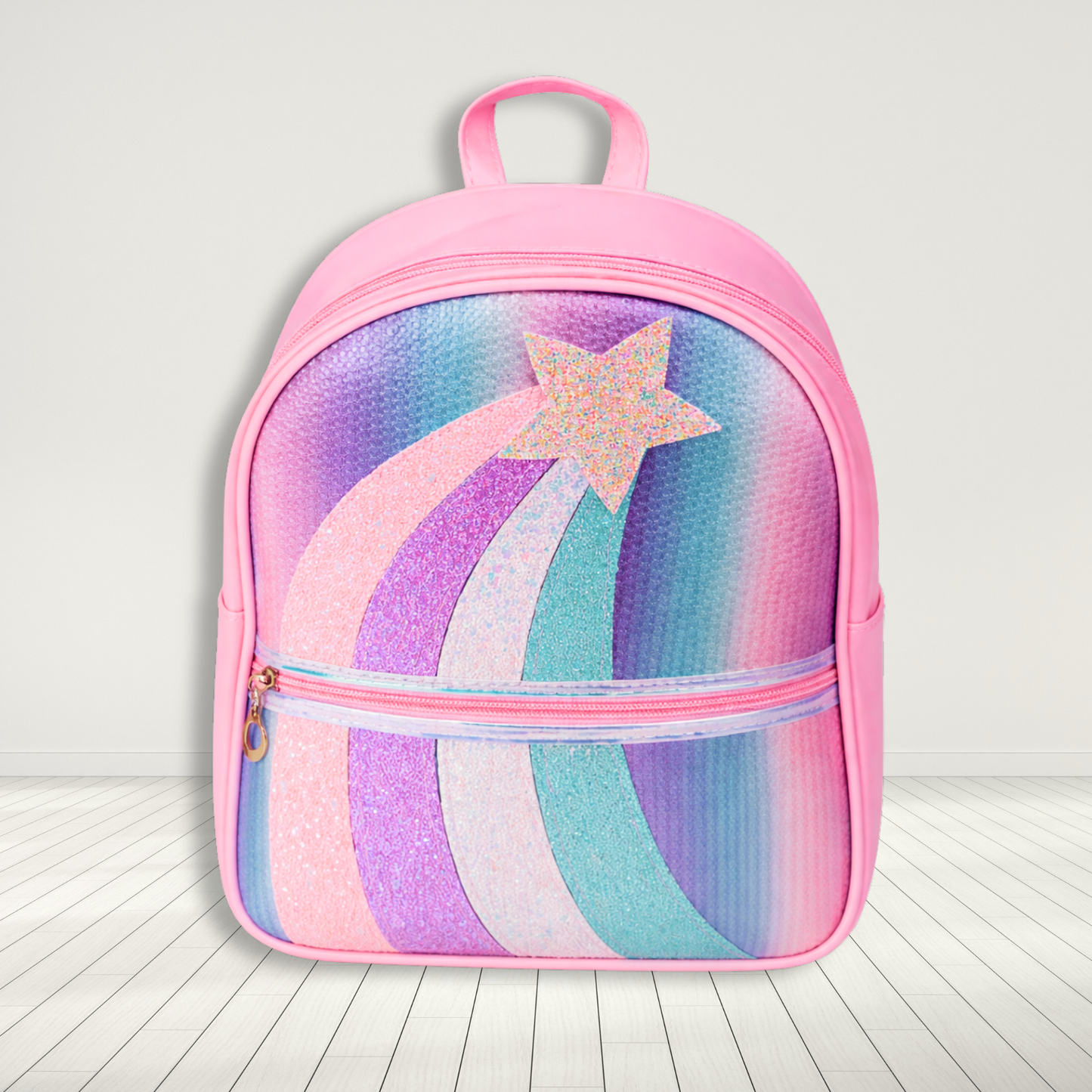 Girls Glitter Rainbow Backpack | Sparkle Star School Bag for Kids 2–12 Years | Lightweight Preschool & Travel Bag with Adjustable Straps