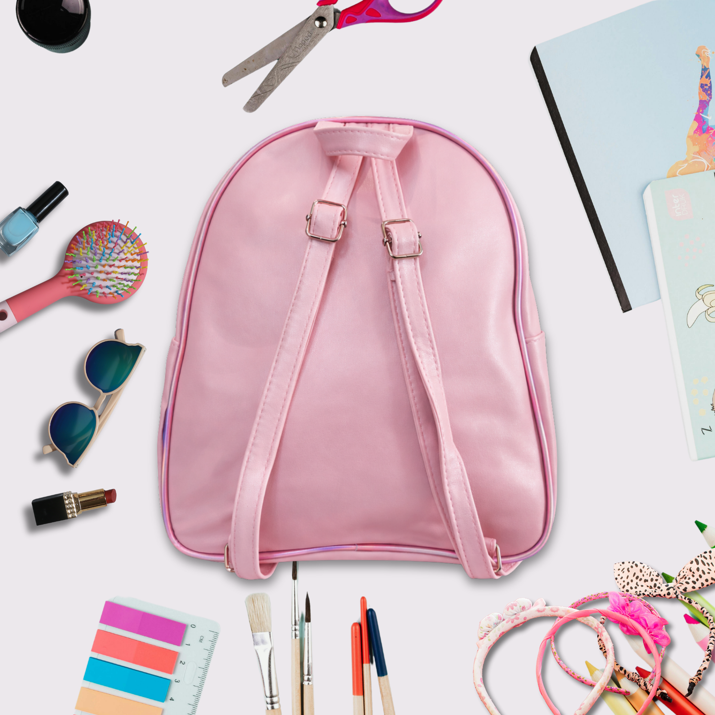 Girls Mermaid Backpack with Bow, Cute Pink School Bag for Kids, Glitter Tail Design, Lightweight Travel & Preschool Bag