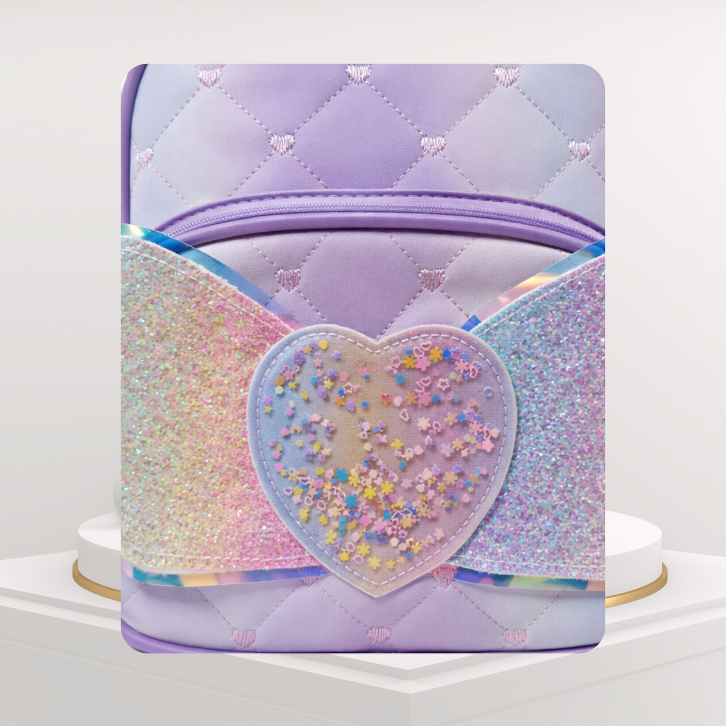 Girls School Backpack with Glitter Wings and Heart Design