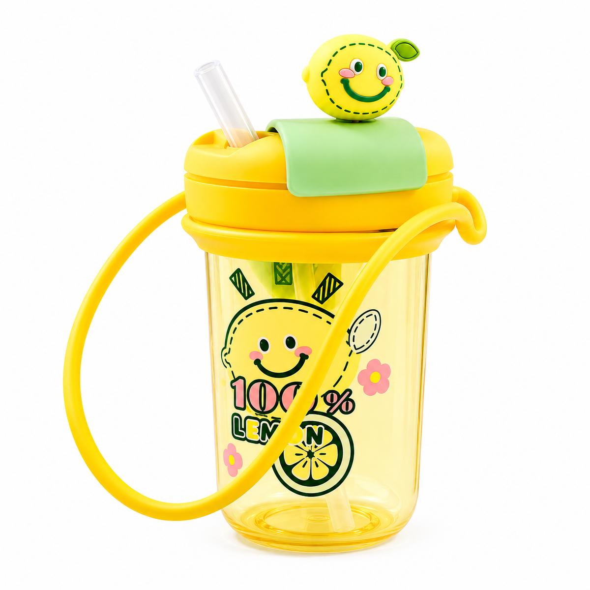 Water Bottle with Straw & Carry Handle, Fruit Infuser Bottle, BPA free 450ml, Silicon Sipper