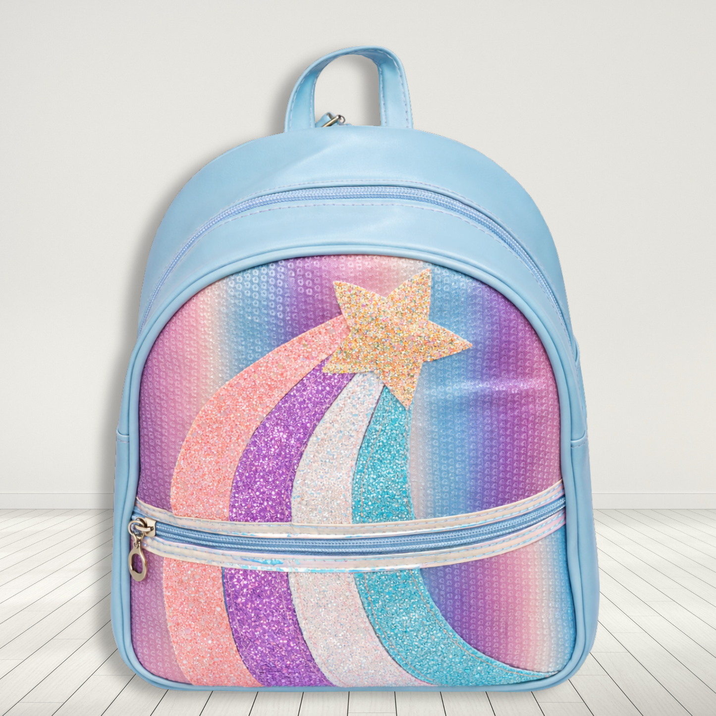 Girls Glitter Rainbow Backpack | Sparkle Star School Bag for Kids 2–12 Years | Lightweight Preschool & Travel Bag with Adjustable Straps