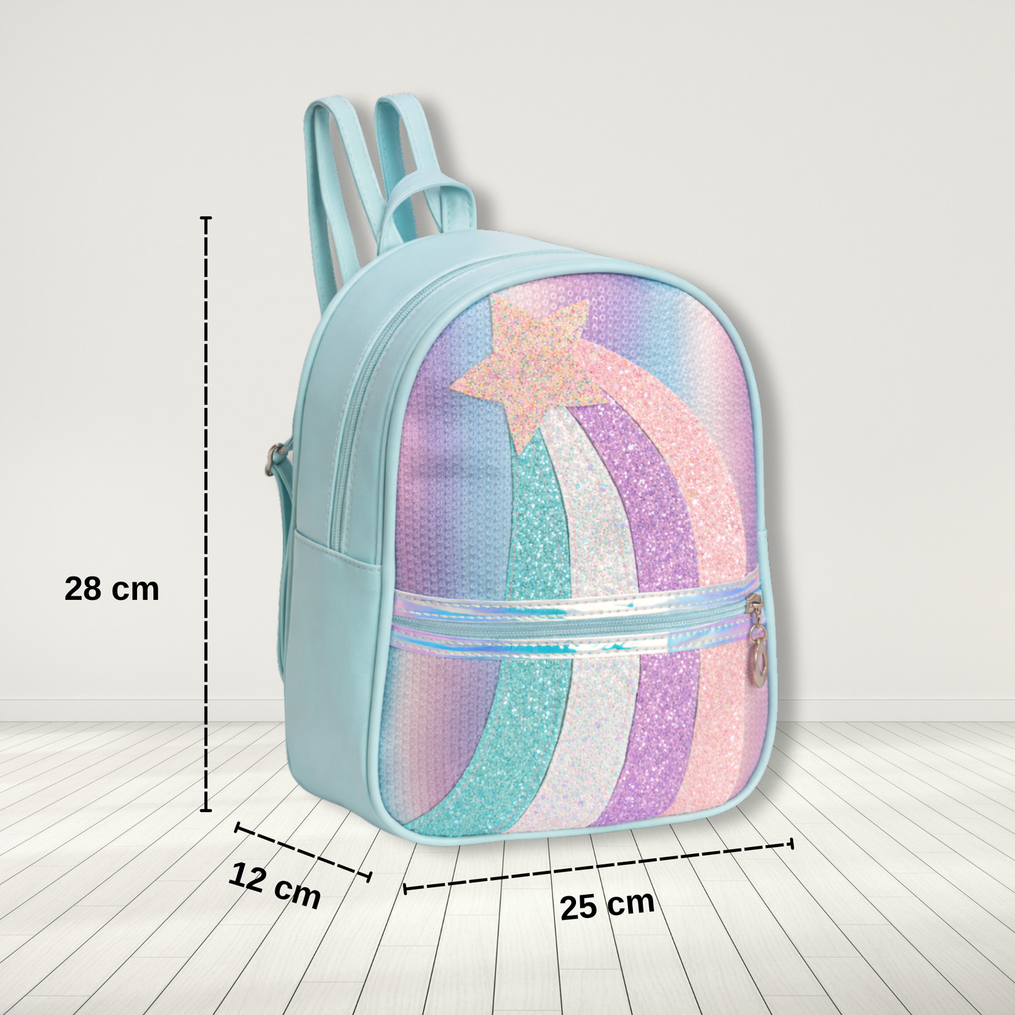 Girls Glitter Rainbow Backpack | Sparkle Star School Bag for Kids 2–12 Years | Lightweight Preschool & Travel Bag with Adjustable Straps