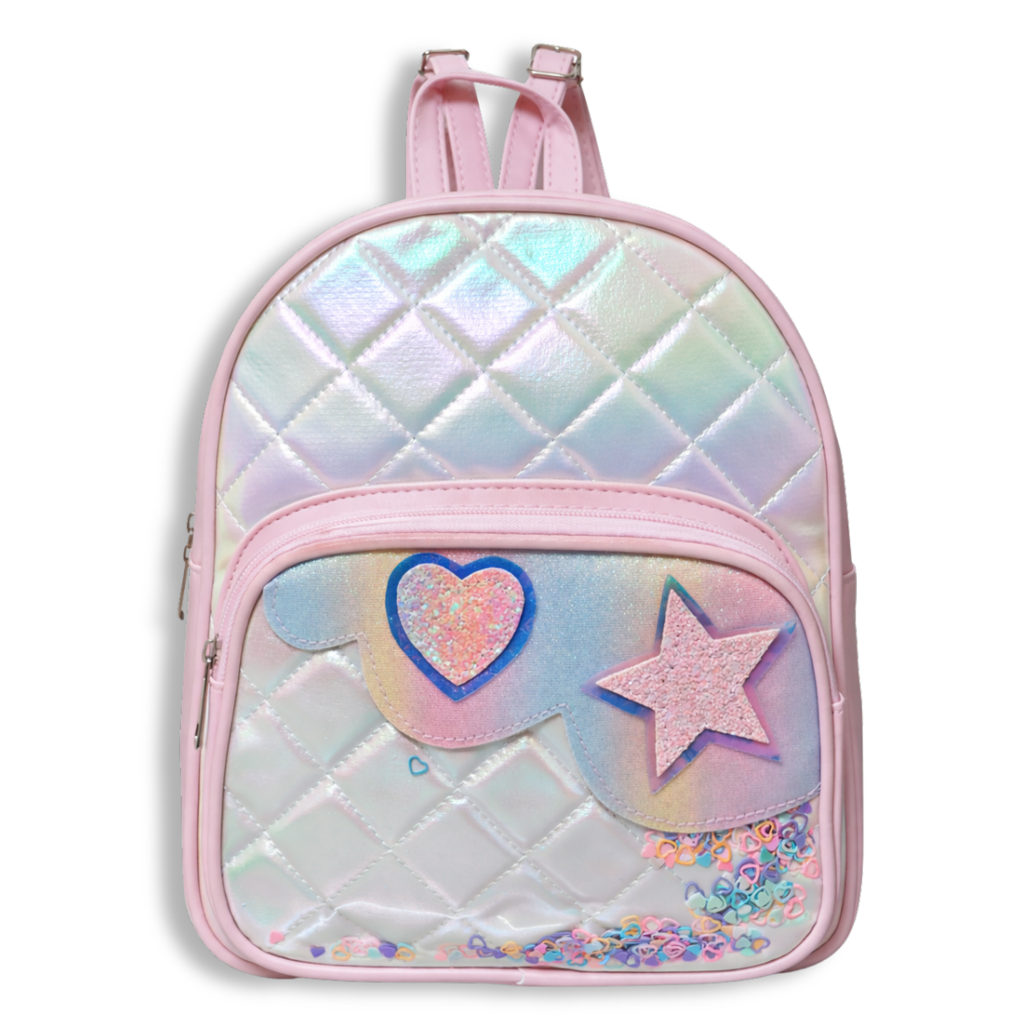 Cute Girls Mini Backpack with Sequin Heart & Star Design | Lightweight School Bag for Kids | Stylish Small Backpack for Girls