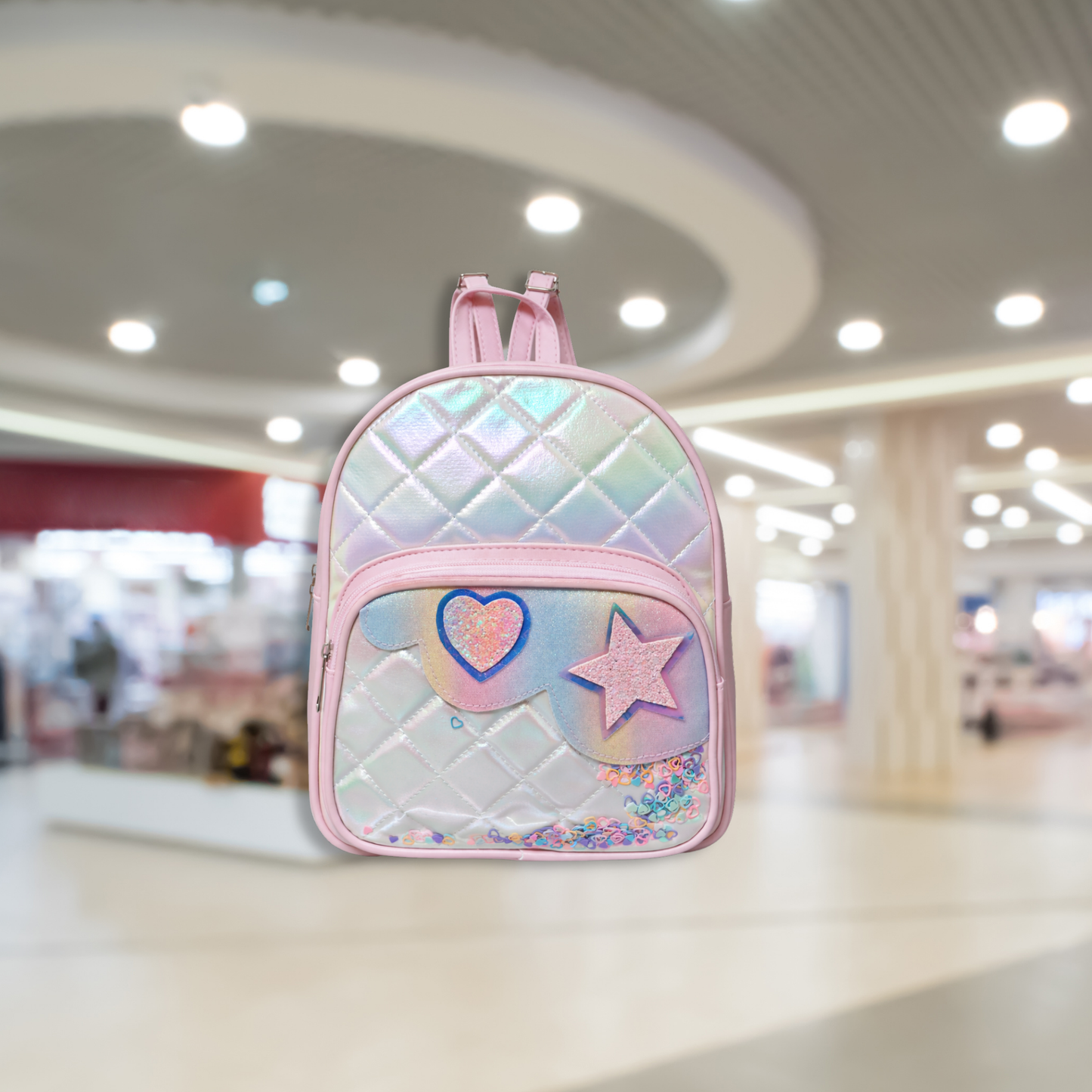 Cute Girls Mini Backpack with Sequin Heart & Star Design | Lightweight School Bag for Kids | Stylish Small Backpack for Girls