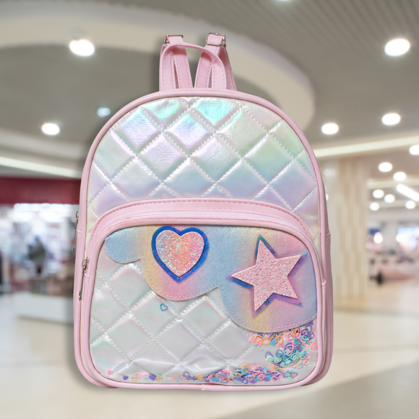 Cute Girls Mini Backpack with Sequin Heart & Star Design | Lightweight School Bag for Kids | Stylish Small Backpack for Girls