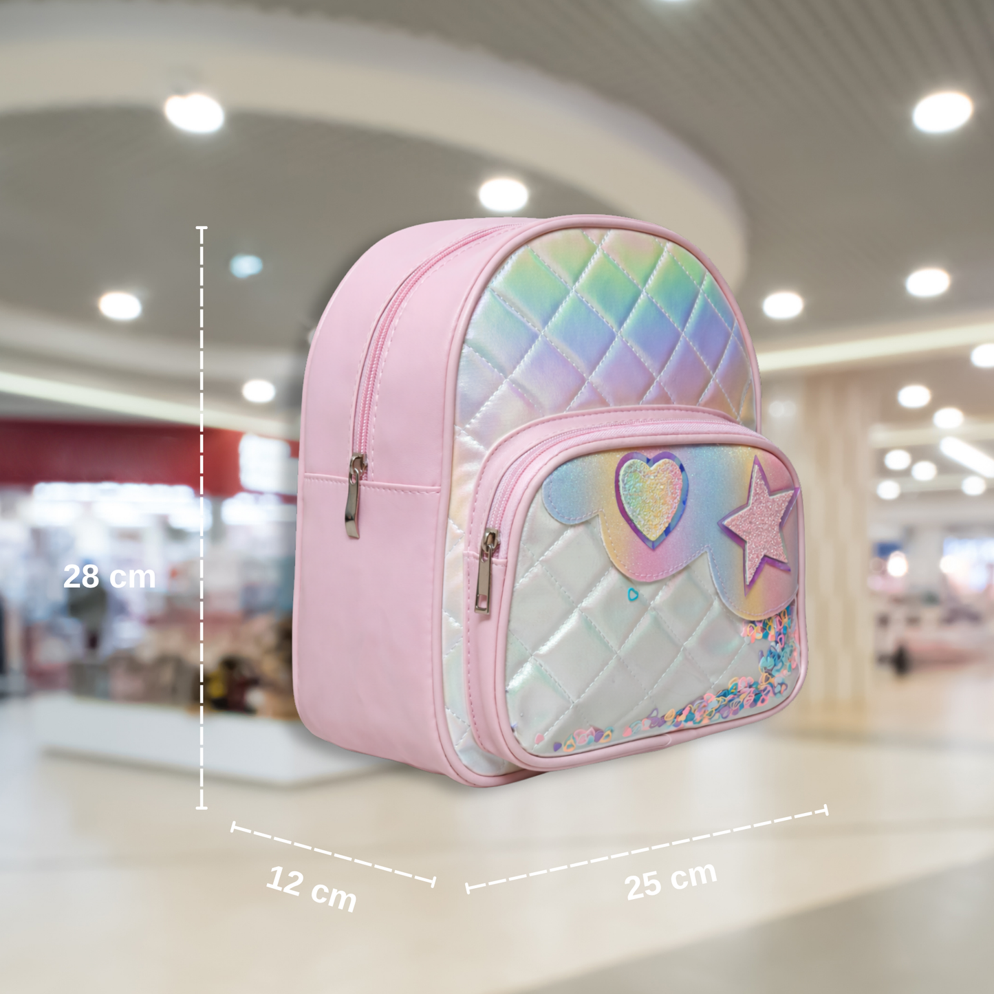 Cute Girls Mini Backpack with Sequin Heart & Star Design | Lightweight School Bag for Kids | Stylish Small Backpack for Girls