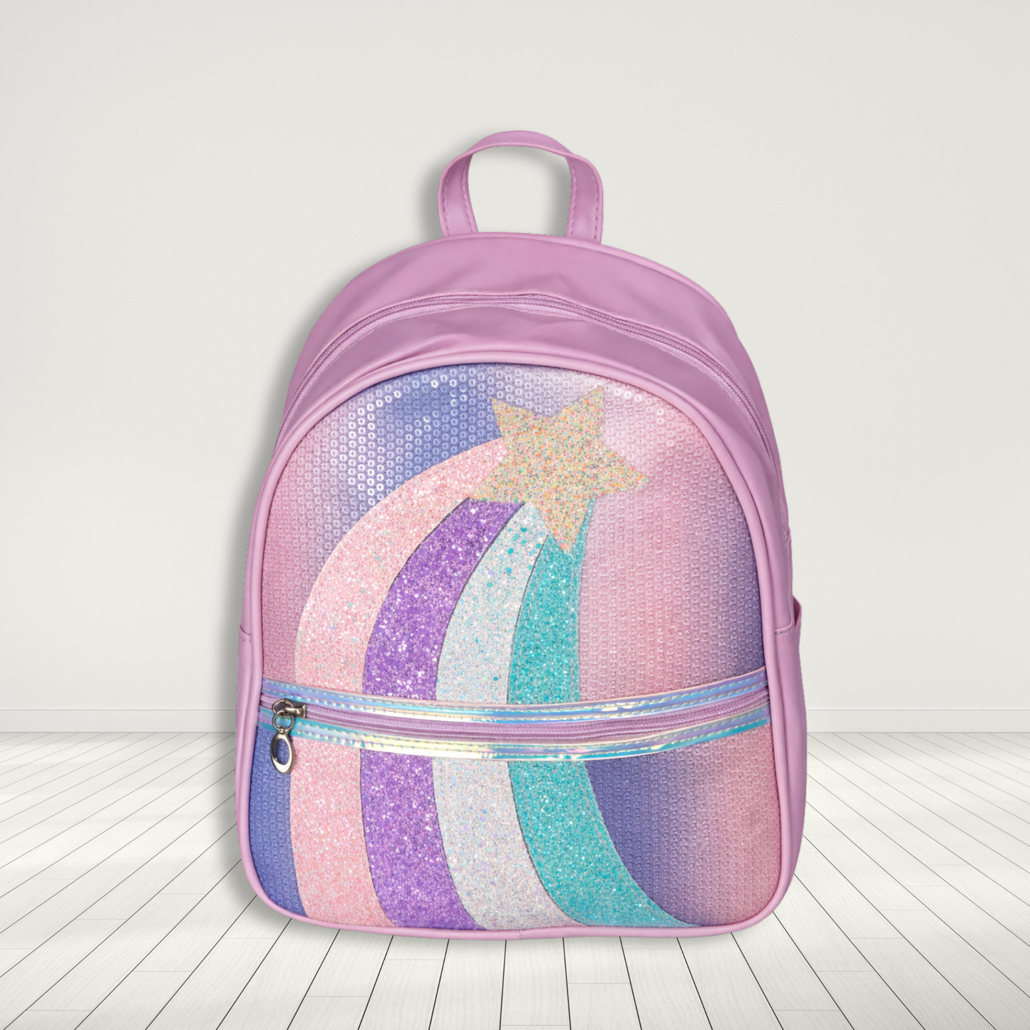 Girls Glitter Rainbow Backpack | Sparkle Star School Bag for Kids 2–12 Years | Lightweight Preschool & Travel Bag with Adjustable Straps