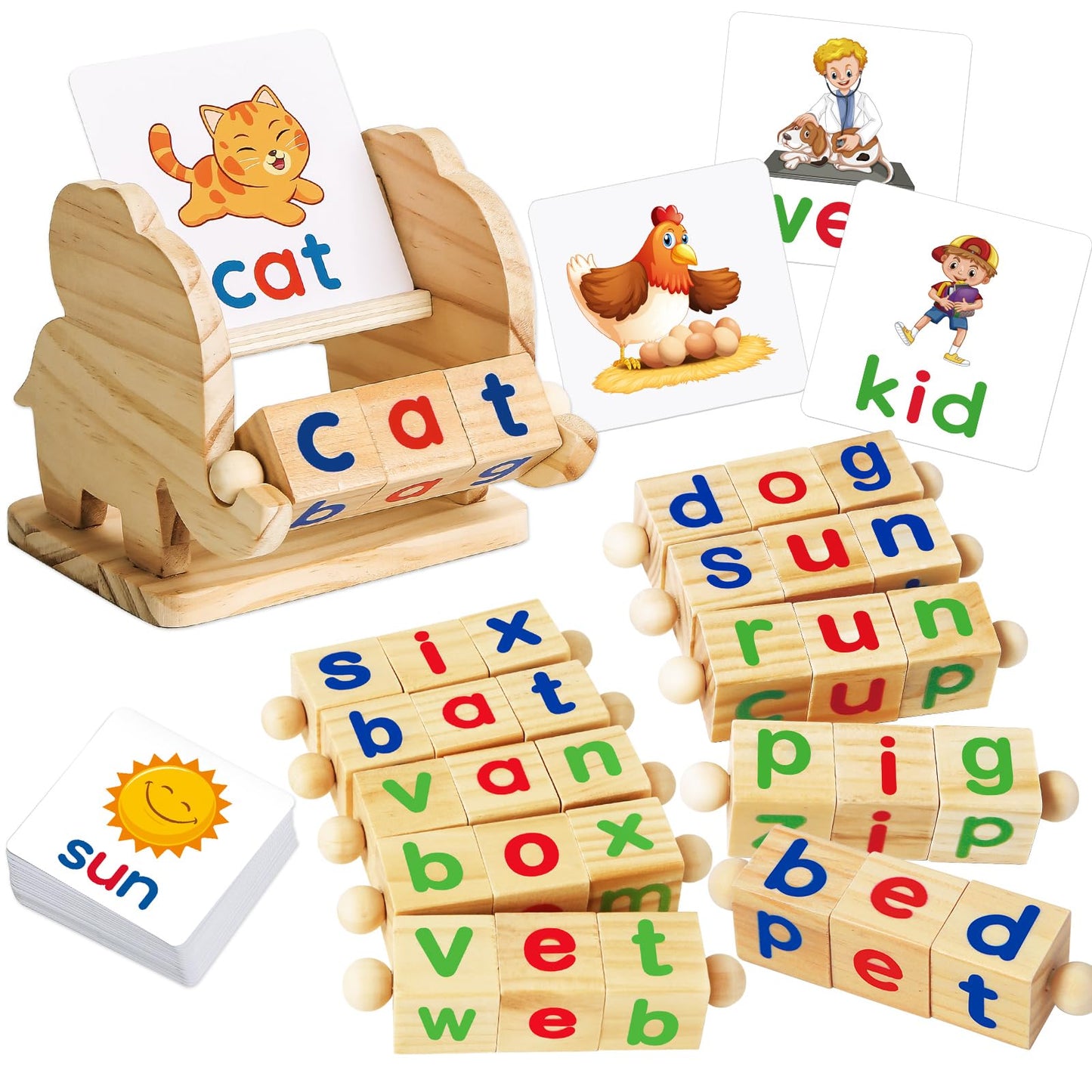 Wooden Word Building Blocks Set