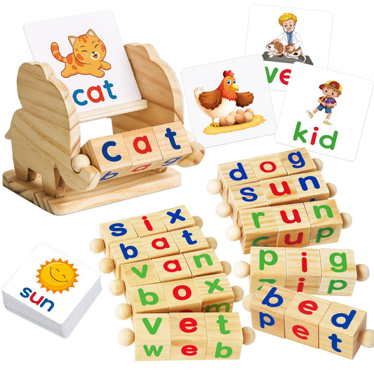 Wooden Word Building Blocks Set