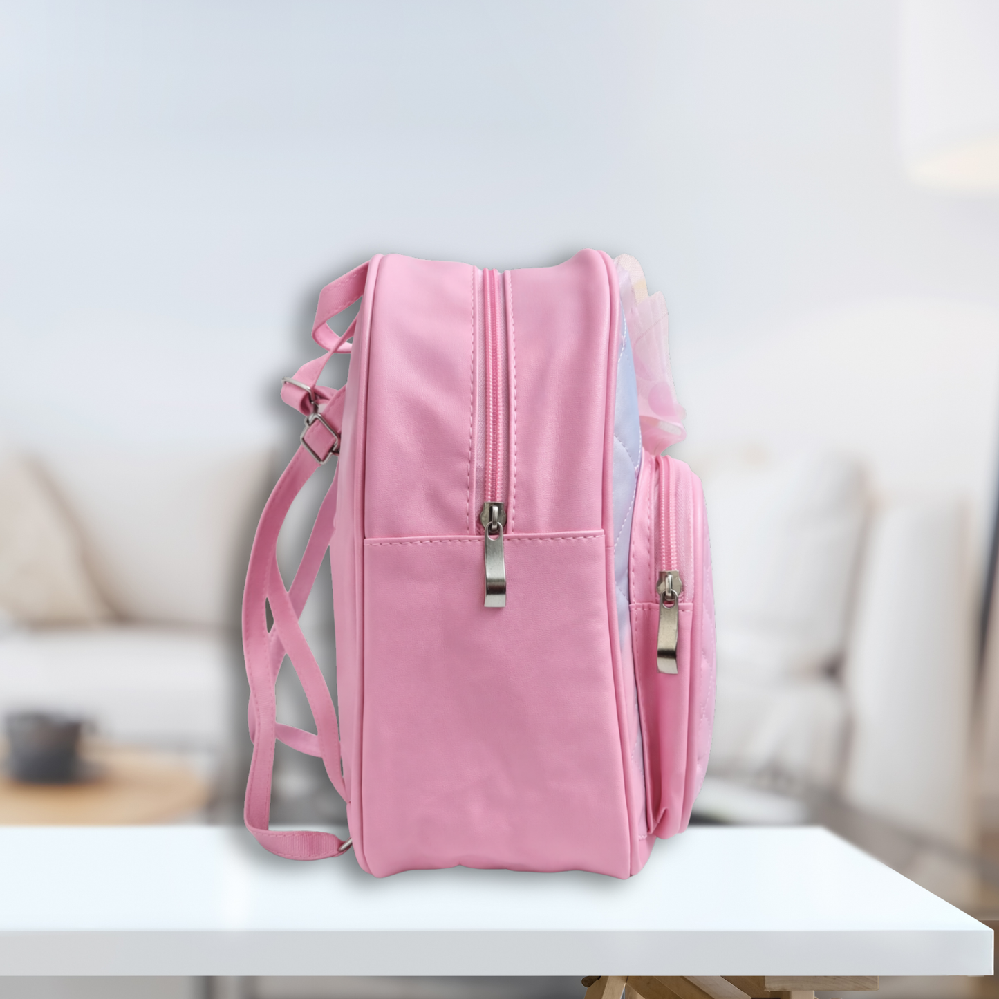 Kids Girls Backpack with Rainbow & Star Design, Quilted School Bag for Girls