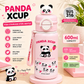 Vaidira Cute Panda Water Bottle | Leak-Proof | Flip Cap & Strap 600 ml Stainless Steel Sipper