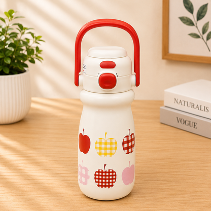 Portable Printed Water Bottle with Carry Handle & Secure Flip Lid – Stylish Everyday Hydration Bottle - 500ml