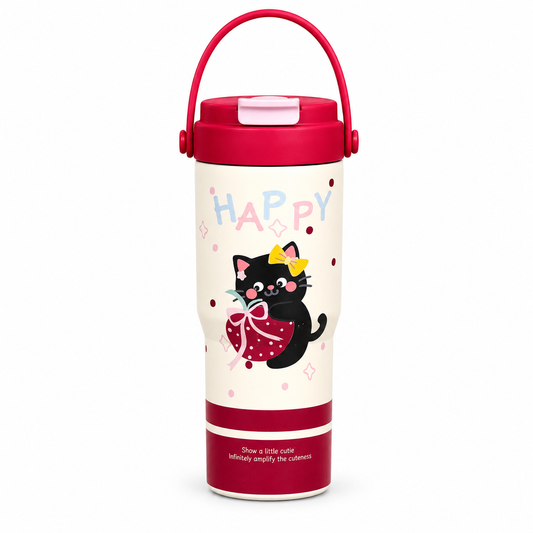 Korean-Style Printed Water Bottle with Carry Handle | Cute Character Design Reusable Drinking Bottle for Home, School, Office & Trave - 750ml