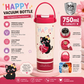 Korean-Style Printed Water Bottle with Carry Handle | Cute Character Design Reusable Drinking Bottle for Home, School, Office & Trave - 750ml