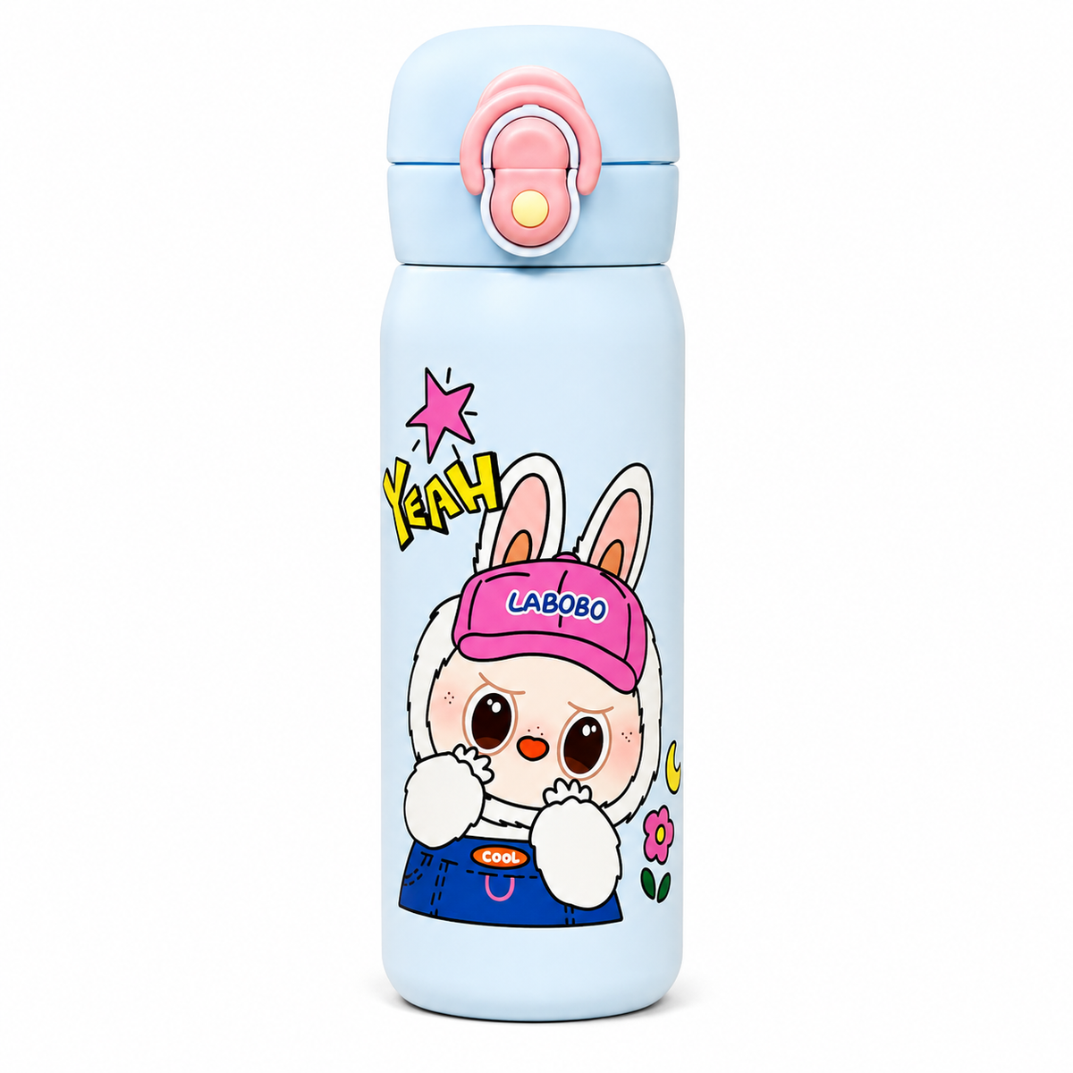 Korean-Inspired Aesthetic Water Bottle with Push-Button Flip Lid | Reusable Everyday Hydration Bottle for All Ages 500ml