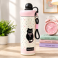 Korean-Inspired Character Water Bottle with Carry Strap | Reusable Printed Drinking Bottle for Everyday Use, School, Office & Travel - 600ml