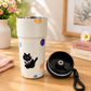 Cute Stainless Steel Water Bottle with Straw Lid & Carry Strap | Reusable Drinking Bottle for Kids, Girls & Adults | Multiple Designs