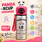 Vaidira Cute Panda Water Bottle | Leak-Proof | Flip Cap & Strap 600 ml Stainless Steel Sipper