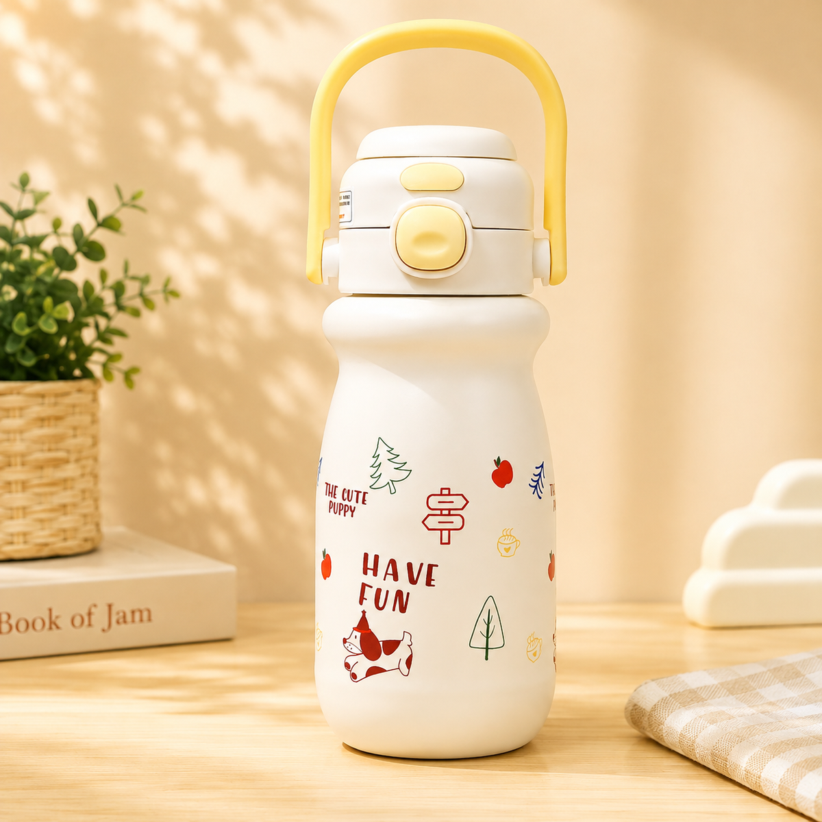 Portable Printed Water Bottle with Carry Handle & Secure Flip Lid – Stylish Everyday Hydration Bottle - 500ml