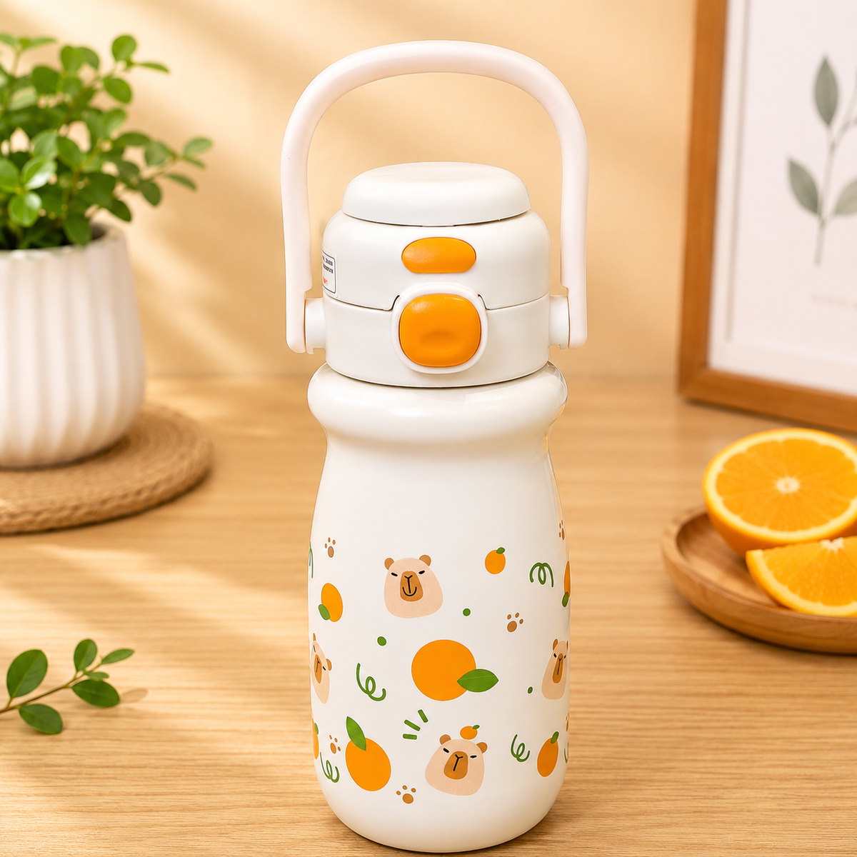 Portable Printed Water Bottle with Carry Handle & Secure Flip Lid – Stylish Everyday Hydration Bottle - 500ml