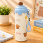 Cute Cartoon Water Bottle with Carrying Strap & Stylish Lid | Reusable Drinking Bottle for All Ages | School, Office, Travel & Daily Use