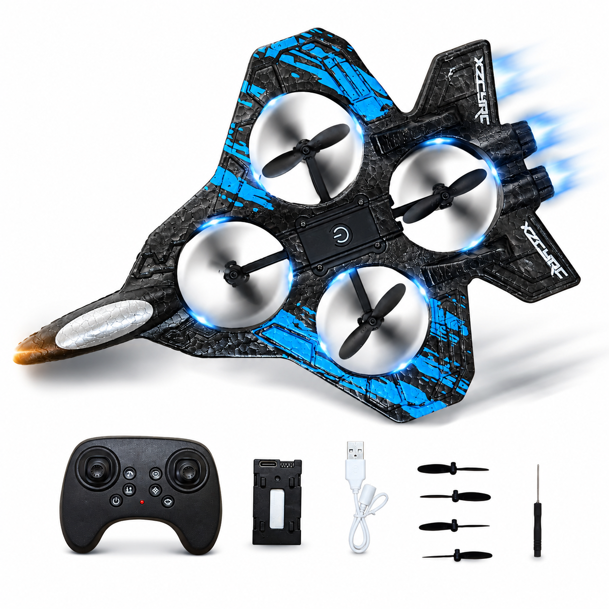 RC Jet Airplane for Kids & Adults with Remote Control, 2.4GHz High Speed RC Plane Toy with LED Lights, Easy to Fly Remote Control Jet Plane for Boys Girls Outdoor Flying Toy