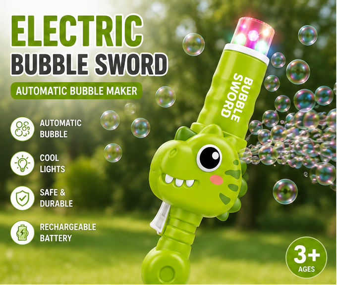 Smoke Bubble Sword Toy for Kids with Bubble Solution – Automatic Bubble Maker